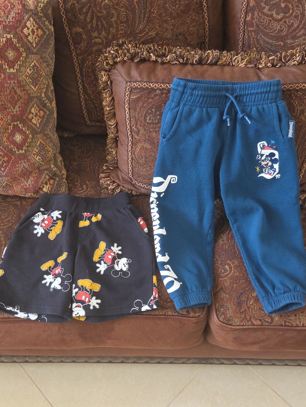 Disney Blue Jogger Pants with Graphic & Black Mickey Shorts